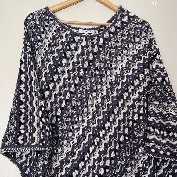 Vintage Zozo Open Knit Poncho Reversible Women's Pullover Sweater (Size S/M) - Picture 6 of 12